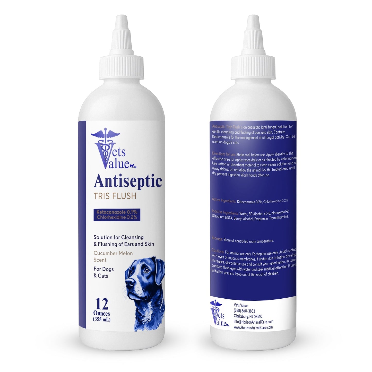 Veterinary Ear Flush for Dogs and Cats 8oz- Clear Therapy Cleaner Alcohol-Free, Itch-Relief Yeast Infections, Supports Healthy Canals - Optimized Solution Dog Washing, White/Clear