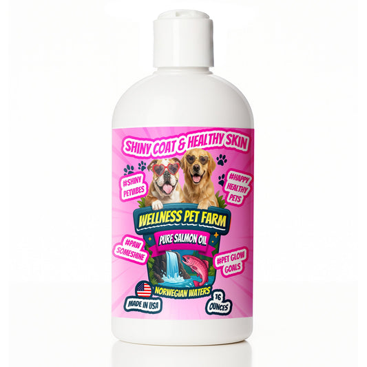 Pure Salmon Oil for Dogs – Omega 3 & 6 Supplement for Shiny Coat, Healthy Skin, Joint & Immune Support, All Breeds, 16 oz Wellness pet farm