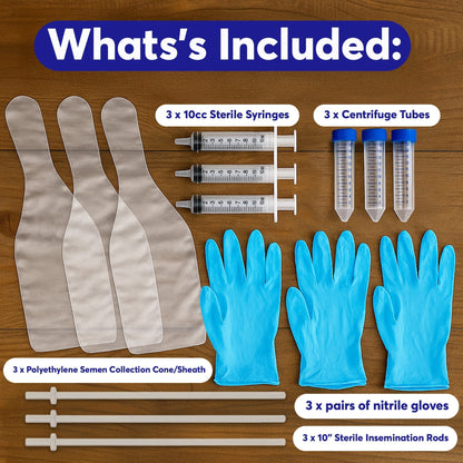 3-Pack Canine Breeding Support Kit – Complete Dog Breeding Supplies with Tubes, Insemination Rods, Syringes, Sheaths & Disposable Gloves – Veterinary Grade Animal Care Equipment