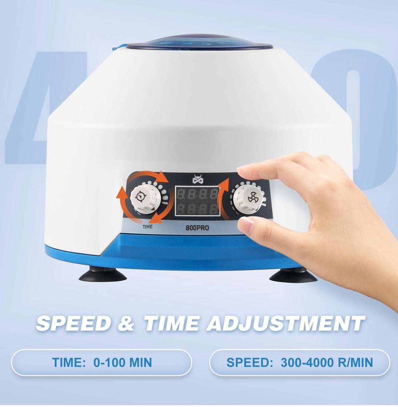 Lab Benchtop PRP Centrifuges, 4000RPM Electric Desktop Centrifuge with LCD Digital Display, Time & Speed Control 110V White
