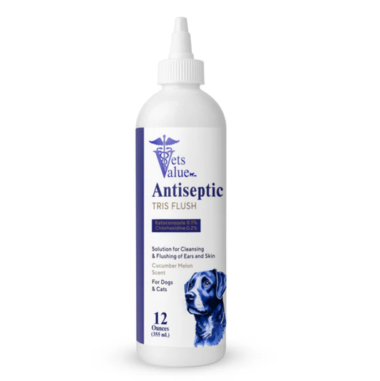 Tris Ear Flush Antiseptic Ear Cleaning Solution for Dogs & Cats - 12 oz