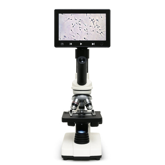 Veterinary Grade Canine Semen Analysis Microscope – 7” HD Display, Dual LED Lighting, WF10X Eyepiece, Slides & Cover Slips, Durable Steel Frame, Portable Metal Carrying Case